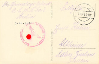 Oberst Galland, Ansichtskarte mit eigenhändiger Unterschrift, dazu der gelaufene Briefumschlag