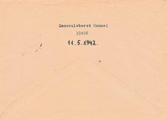 Generaloberst Rommel, Ansichtskarte mit eigenhändiger Unterschrift, dazu der gelaufene Briefumschlag