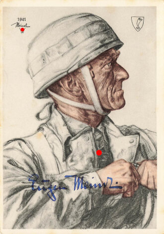Generalmajor Meindl, Ansichtskarte mit eigenhändiger...