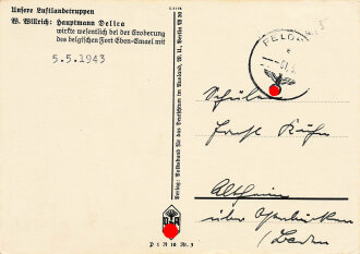 Fallschirmjäger Ritterkreuzträger Hauptmann Delica, Ansichtskarte mit eigenhändiger Unterschrift