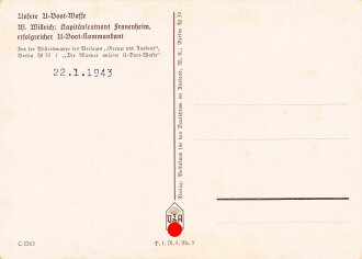 U Boot Kommandant Kapitänleutnant Fritz Frauenheim, Ansichtskarte mit eigenhändiger Unterschrift