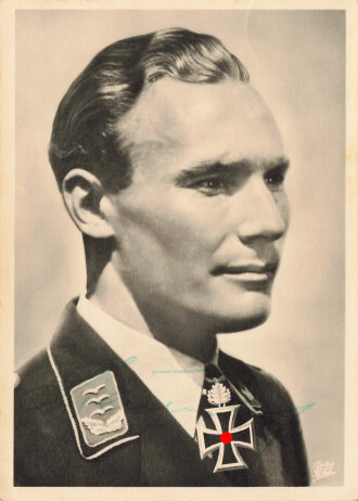 Ritterkreuzträger Hauptmann Baumbach, Ansichtskarte mit eigenhändiger Unterschrift