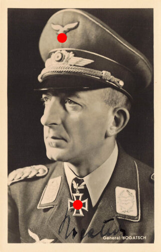 Ritterkreuzträger General Bogatsch, Ansichtskarte mit eigenhändiger Unterschrift