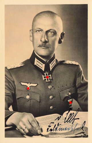 Generalfeldmarschall von Leeb, Ansichtskarte mit eigenhändiger Unterschrift