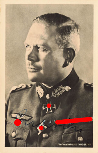 Generaloberst Guderian, Ansichtskarte mit eigenhändiger Unterschrift
