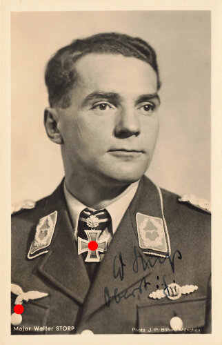 Eichenlaubträger Major Walter Storp, Ansichtskarte mit eigenhändiger Unterschrift