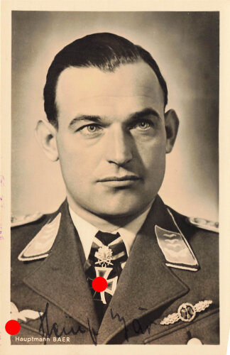Hauptmann Baer, Ansichtskarte mit eigenhändiger Unterschrift