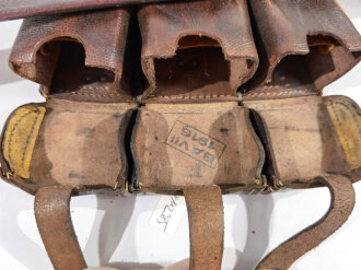 1.Weltkrieg Patronentasche, getragenes Kammerstück, datiert 1915/ 1916
