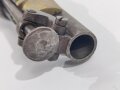 England, Perkussionskarabiner Modell 1856, sogenannter East India Pattern Carbine, Standkimme, Kaliber 14 mm, Stempel Krone/ VR  und Tower auf Schloßblech, angelenkter Ladestock, Reitstange mit Ring,
