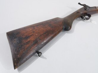 Frankreich/ Spanien Perkussionsjagdgewehr 19 Jahrhundert, glatter Achtkantlauf Kaliber ca. 15 mmm, Ladestock fehlt, Gesamtlänge 136,5 cm