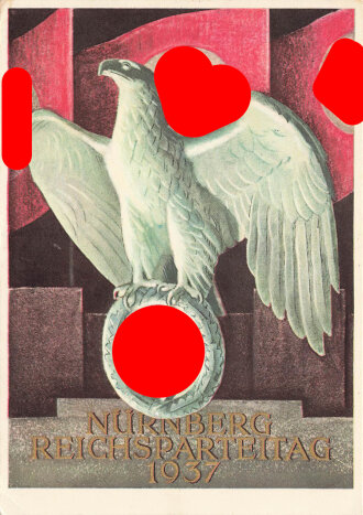 Farbige Propaganda Popstkarte "Nürnberg Reichsparteitag 1937"