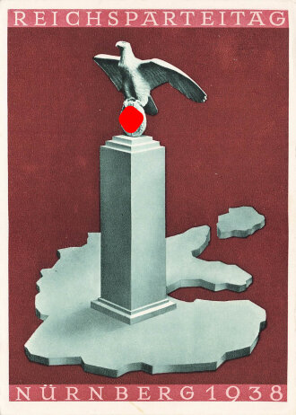 Farbige Propaganda Postkarte "Reichsparteitag Nürnberg 1938"