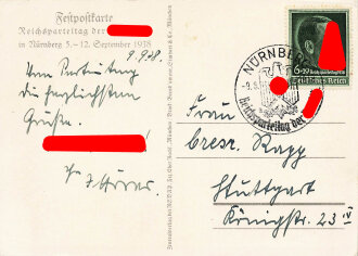 Farbige Propaganda Postkarte "Reichsparteitag Nürnberg 1938"