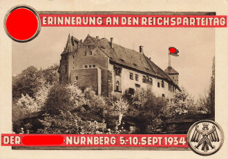 Farbige Propaganda Postkarte "Erinnerung an den Reichsparteitag Nürnberg 1934"