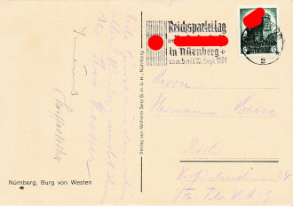 Farbige Propaganda Postkarte "Erinnerung an den Reichsparteitag Nürnberg 1934"