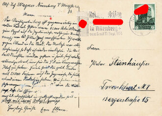 Farbige Propaganda Postkarte "Erinnerung an den Reichsparteitag Nürnberg 1934"