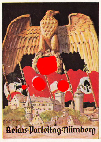 Farbige Propaganda Postkarte "Reichs Parteitag Nürnberg 1935"