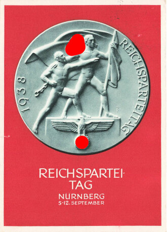 Farbige Propaganda Postkarte "Reichsparteitag Nürnberg 5-12. September1938"