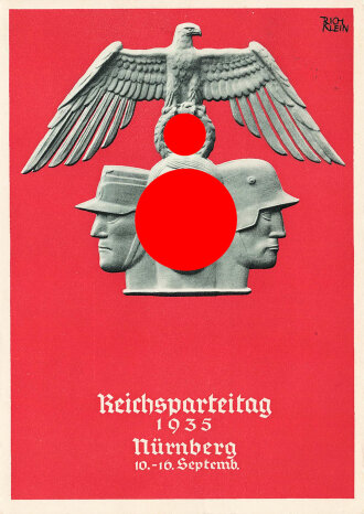 Farbige Propaganda Postkarte "Reichsparteitag  Nürnberg 10.-16. September 1935"