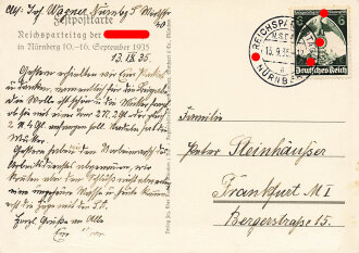 Farbige Propaganda Postkarte "Reichsparteitag  Nürnberg 10.-16. September 1935"