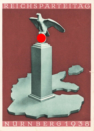 Farbige Propaganda Postkarte "Reichsparteitag- Nürnberg 1938"