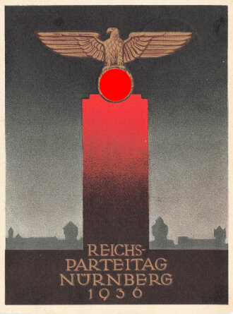 Farbige Propaganda Postkarte "Reichsparteitag- Nürnberg 1936"