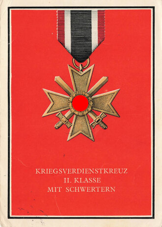 Farbige Propaganda Postkarte "Kriegsverdienstkreuz II. Klasse mit Schwertern"