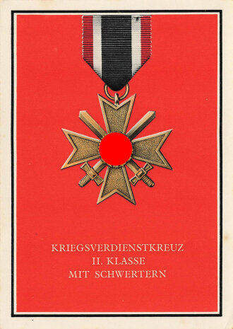 Farbige Propaganda Postkarte "Kriegsverdienstkreuz II. Klasse mit Schwertern"