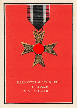 Farbige Propaganda Postkarte "Kriegsverdienstkreuz...