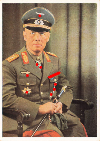 Farbige Propaganda Postkarte"Generalfeldmarschall Rommel"