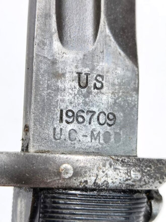 U.S. 2.Weltkrieg, Seitengewehr für M1 Garant, Hersteller "RIA 1911"  Klinge Kammermäßig gekürzt " U.C. Mod."