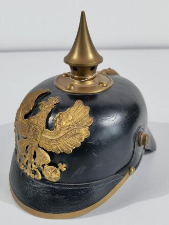 Preussen, Pickelhaube für Mannschaften, Kammerstück des Infanterie Regiment 75 von 1896. In allen Teilen originales Stück