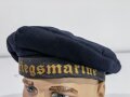 Kriegsmarine Tellermütze  für Mannschaften. Stark getragen, Schweißband fehlt, Kopfgrösse gemessen 55 1/2