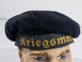 Kriegsmarine Tellermütze  für Mannschaften. Stark getragen, Schweißband fehlt, Kopfgrösse gemessen 55 1/2
