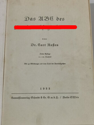 "ABC des Nationalsozialismus" datiert 1933, 253 Seiten, über DIN A5