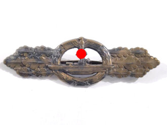 Kriegsmarine, U- Boot Frontspange in Bronze,Hersteller "Entw. Peekhaus Berlin Ausf. Schwerin Berlin S.W. " Nadel magnmetisch
