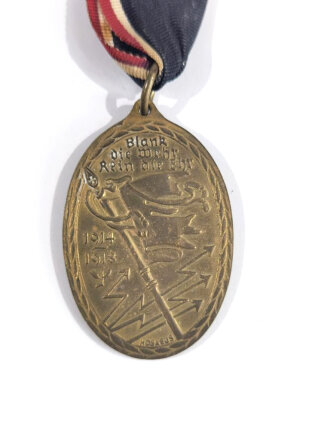 1. Weltkrieg, Kriegsdenkmünze - Kyffhäuser Medaille "Blank die Wehr-rein die Ehr" mit Schwertauflage