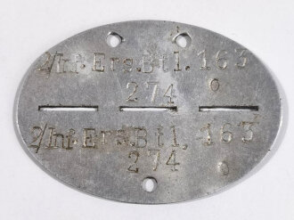 Erkennungsmarke Wehrmacht aus Aluminium eines Angehörigen " 2./Inf.Ers.Btl.163 " 2. Infanterie Ersatz Bataillon 163