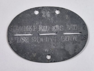 Erkennungsmarke Wehrmacht aus Zink eines Angehörigen " StammKp. Bau.Ers.Batl. 3 " Stammkompanie Bau Ersatz Battalion 3