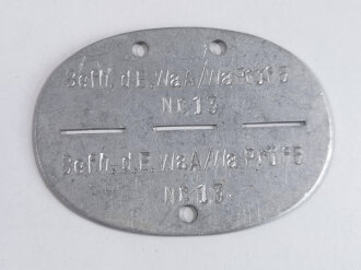 Erkennungsmarke Wehrmacht aus Aluminium eines Angehörigen " Befh.d.e.WaA/WaPrüf5 " Befehlshaber Heeres Waffenamt Prüfamt 5 "
