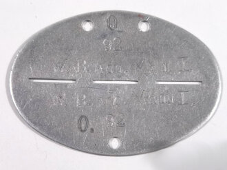 Erkennungsmarke Wehrmacht aus Aluminium eines Angehörigen " W.B.Kdo.Mhm 1 " Wehrbezirkskommando 1 Mannheim