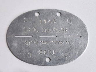 Erkennungsmarke Wehrmacht aus Aluminium eines Angehörigen " 1.Sch.Ers.Kp.68 " 1. Schutz Ersatz Kompanie 68