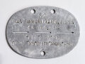 Erkennungsmarke Wehrmacht aus Aluminium eines Angehörigen " Radf.Schwd.Aufkl.Abt. 8tmot) 46 Inf.Div " Radfahr Schwadron Aufklärungsabteilung ( teilmotorisiert ) 45 Infanterie Division