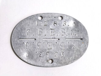 Erkennungsmarke Wehrmacht aus Aluminium eines Angehörigen " 3. B.E.B. 5 " 3. Bau Ersatz Battalion 5