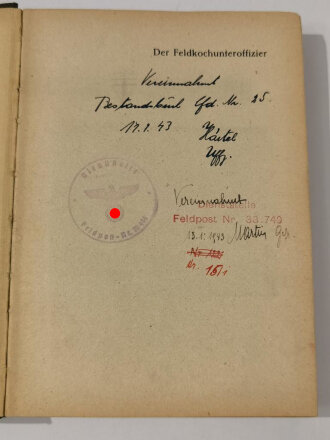 "Der Feldkochunteroffizier", datiert 1943, 300...