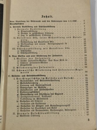 "Infanteriedienst - Für den Einzelschützen der aktiven Truppe der Reserve und der Landwehr"16. Auflage der Soldatenfibel 1938, 151 Seiten, DIN A5