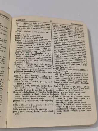 Franckhs Militär-Wörterbuch "Englisch/Deutsch - Deutsch/Englisch für Werhmacht und Wehrtechnik" Band 1, datiert 1937, ca. 300 Seiten, DIN A5