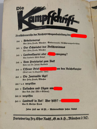 "Unser Wille und Weg" Monatsblätter der Reichspropagandaleitung der NSDAP zu den Landtagswahlen 1932", Heft 4 April 1932