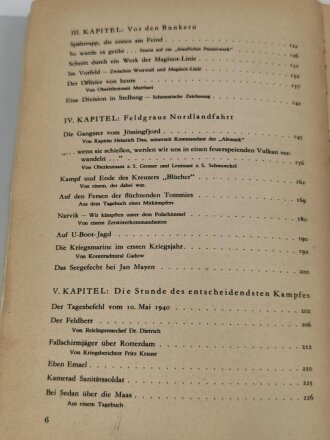 "Die Wehrmacht - Der Freiheitskampf des großdeutschen Volkes", datiert 1940, DIN A5, 319 Seiten, stark gebraucht, fleckig