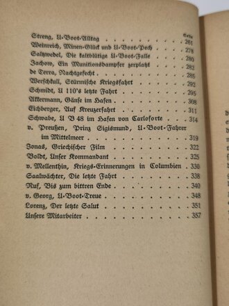 "U-Boote am Feind", datiert 1937, ca. DIN A5, 367 Seiten, gebraucht